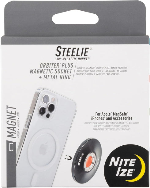 Nite Ize Steelie Orbiter Plus Magnetic Socket and Metal Ring - Car Dashboard with Magnetic Mount - Sturdy Dashboard Mount for Cell Phone - Black...